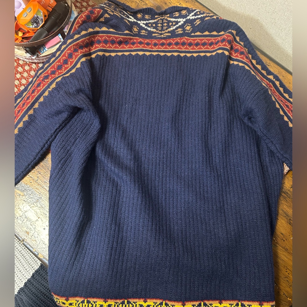 Lucky Brand Cardigan Womens L Sweater Aztec Tribal Knit Open Front Boho - Picture 6 of 6